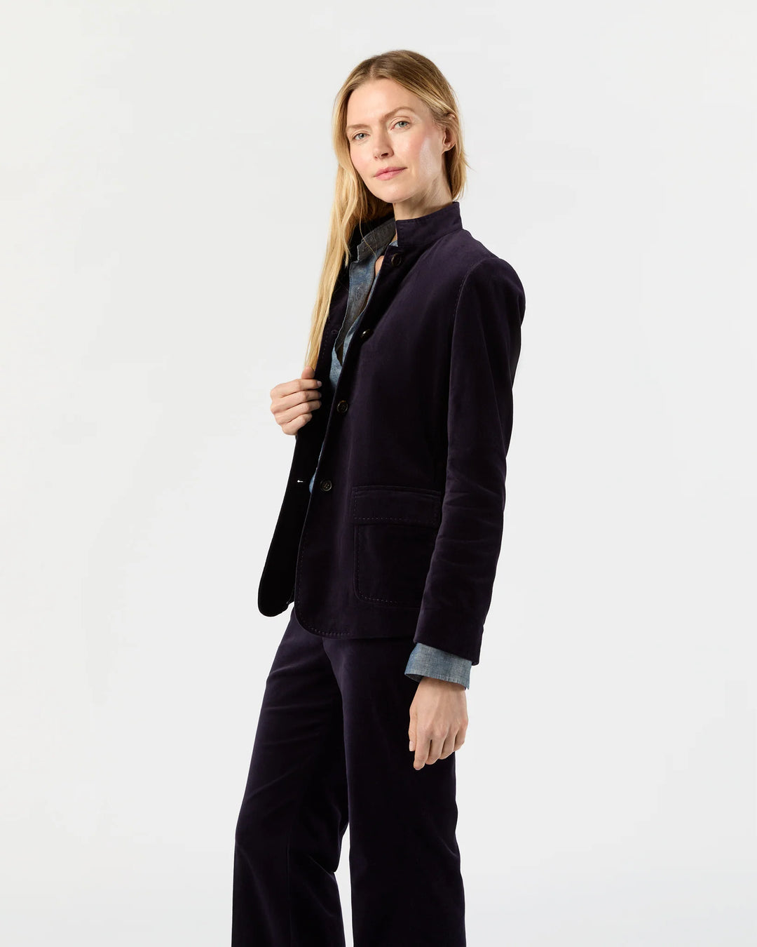 Marguerite Jacket - Eggplant Stretch Velveteen