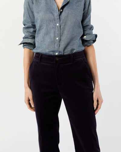 LINDY TROUSER - Eggplant Stretch Velveteen