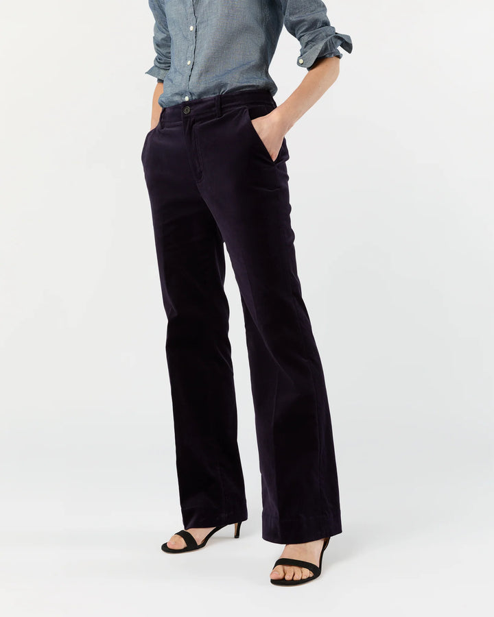 LINDY TROUSER - Eggplant Stretch Velveteen