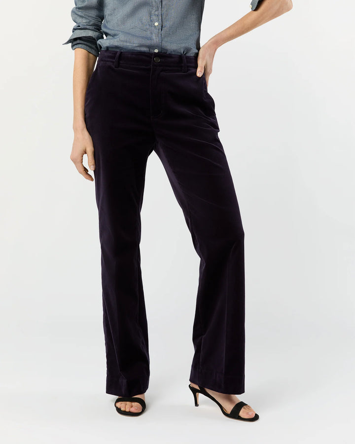 LINDY TROUSER - Eggplant Stretch Velveteen