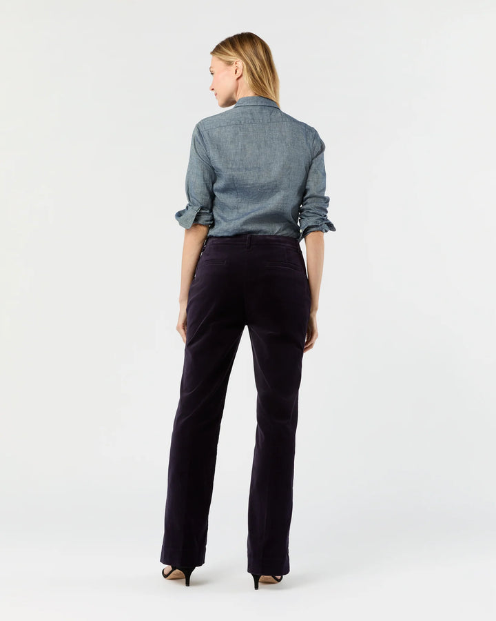 LINDY TROUSER - Eggplant Stretch Velveteen