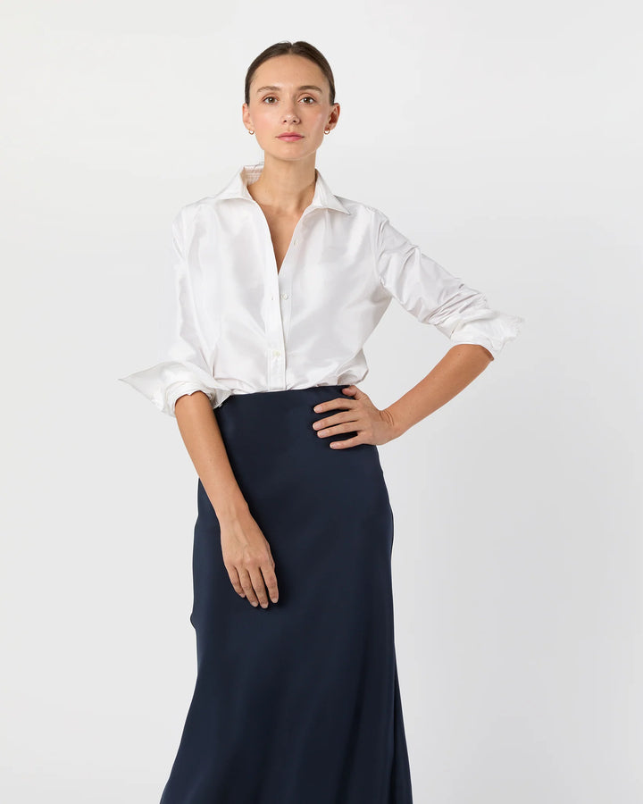 Sidney Shirt - Ivory Silk Shantung