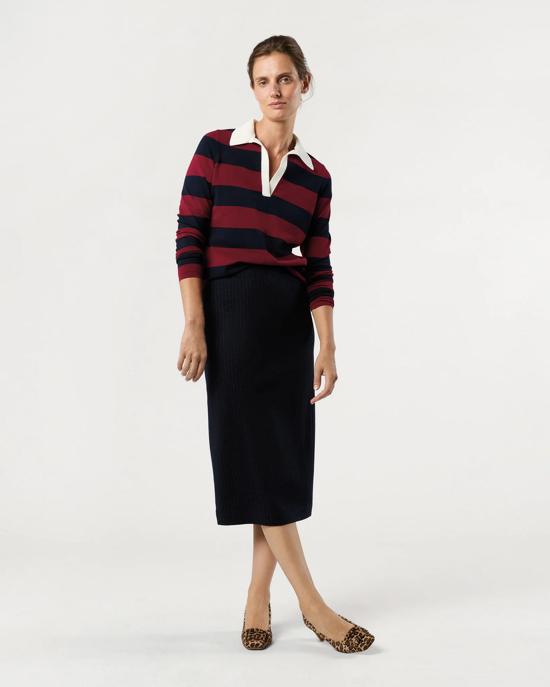 GEORGINA RUGBY SWEATER - Dark Cherry Ice Cotton