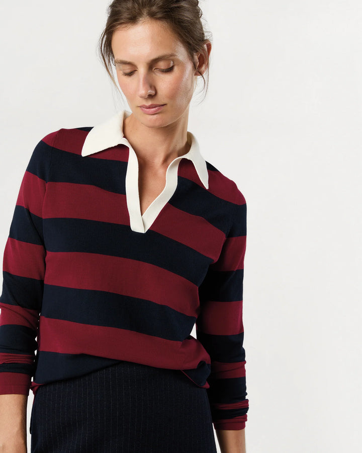 GEORGINA RUGBY SWEATER - Dark Cherry Ice Cotton