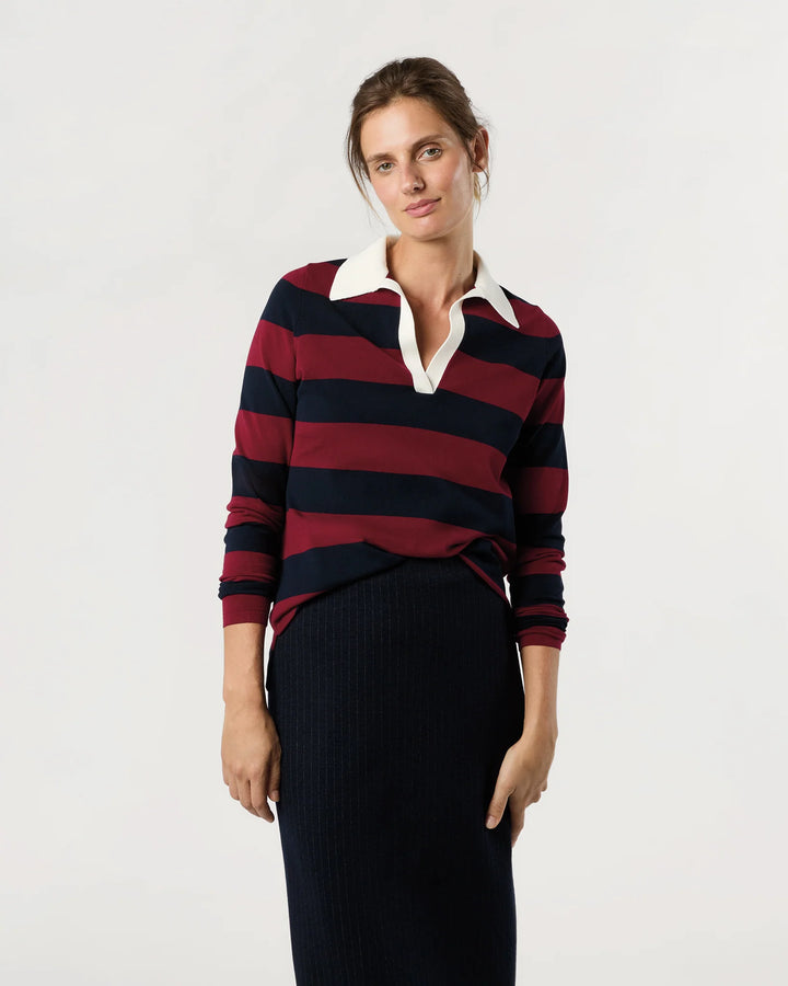 GEORGINA RUGBY SWEATER - Dark Cherry Ice Cotton