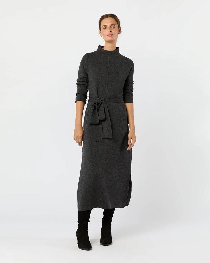 LINDSEY DRESS - Charcoal Extra Fine Merino Wool