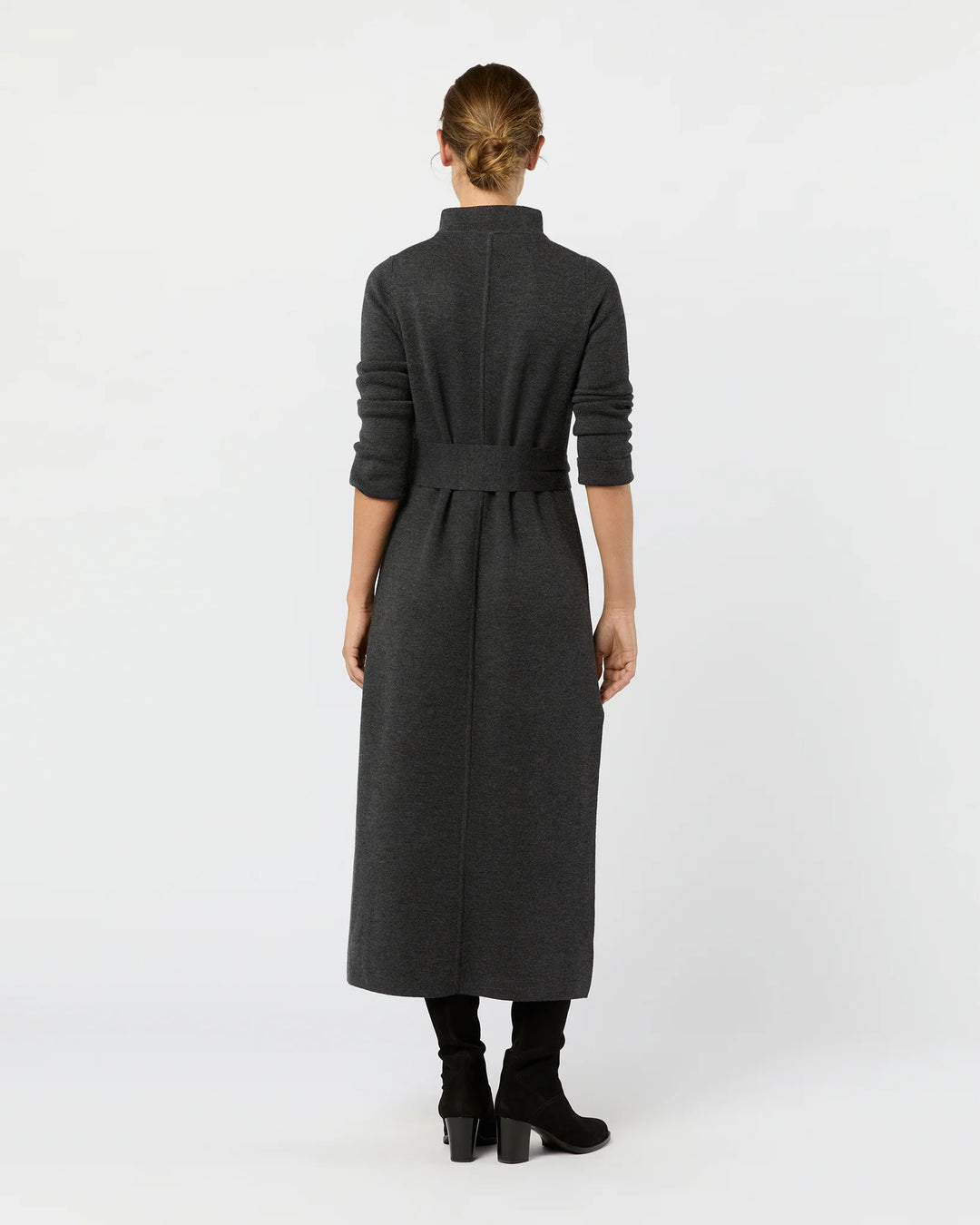 LINDSEY DRESS - Charcoal Extra Fine Merino Wool