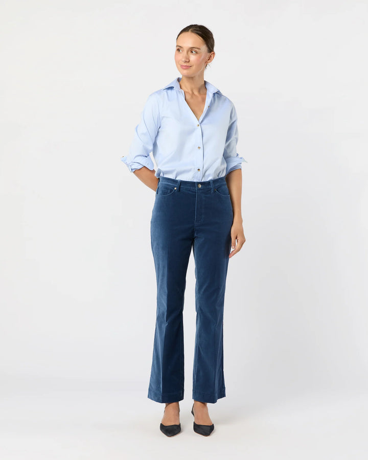 Kendall Flare 5-Pocket Jean - Dutch Blue Stretch Velveteen