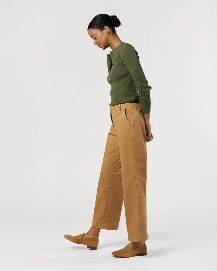 Frankie Cropped Pant - British Khaki Stretch Twill