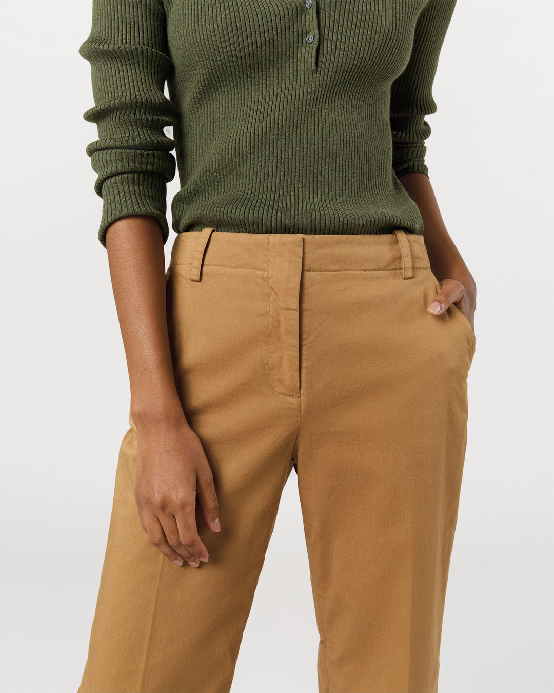 Frankie Cropped Pant - British Khaki Stretch Twill