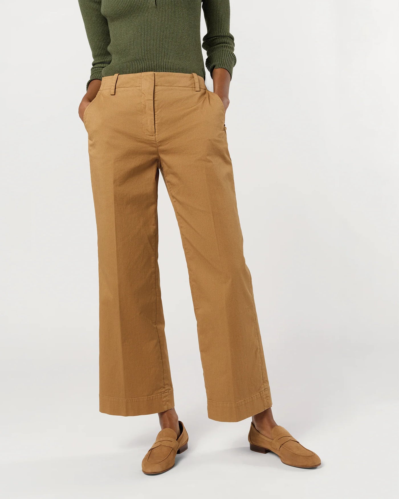 Frankie Cropped Pant - British Khaki Stretch Twill