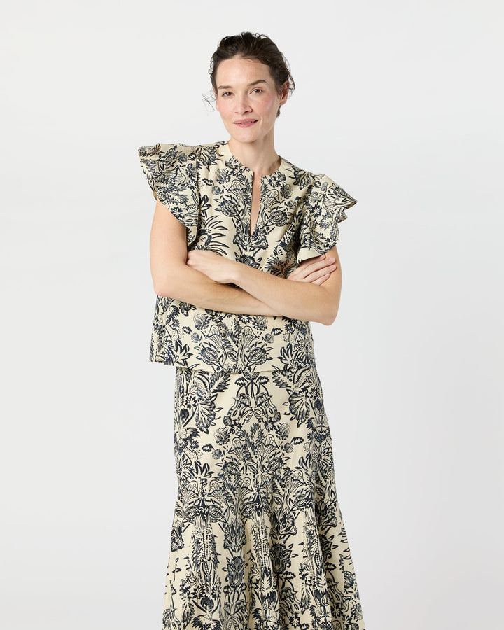 Clarisse Trumpet Midi Skirt - White Multi
