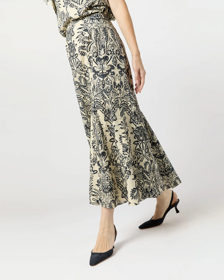 Clarisse Trumpet Midi Skirt - White Multi