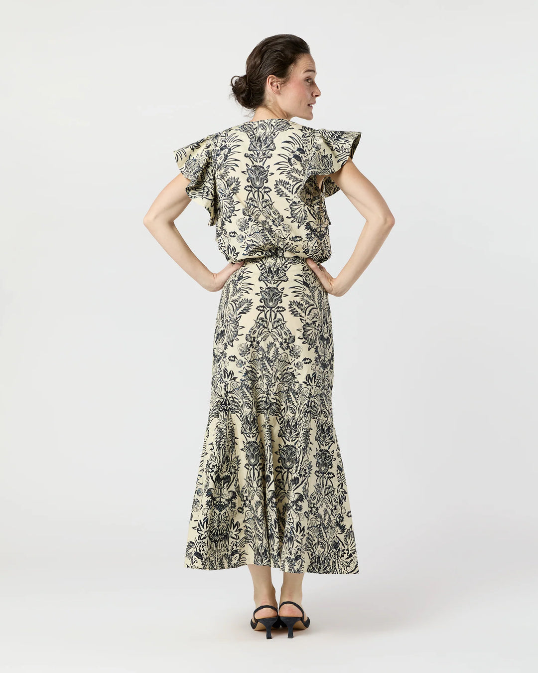 Clarisse Trumpet Midi Skirt - White Multi