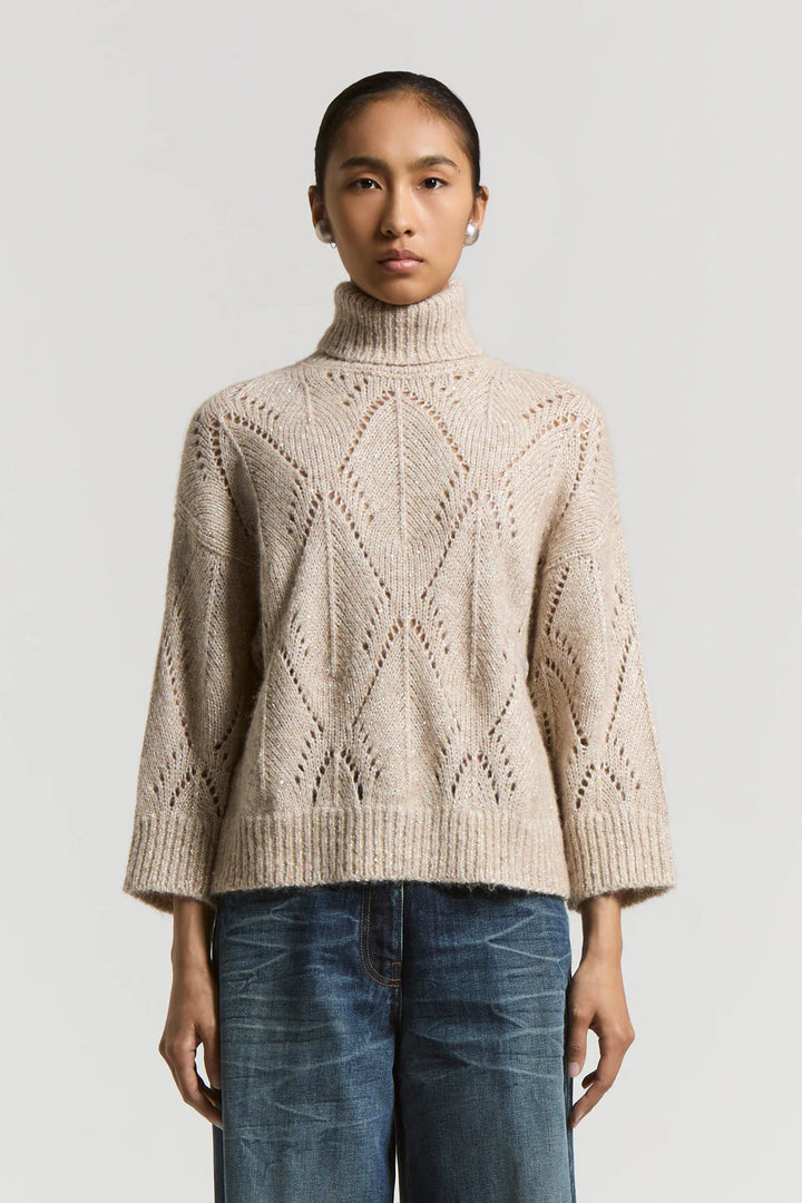 Alpaca-blend turtleneck sweater - Opal White