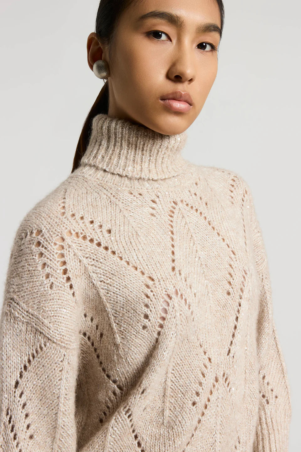 Alpaca-blend turtleneck sweater - Opal White