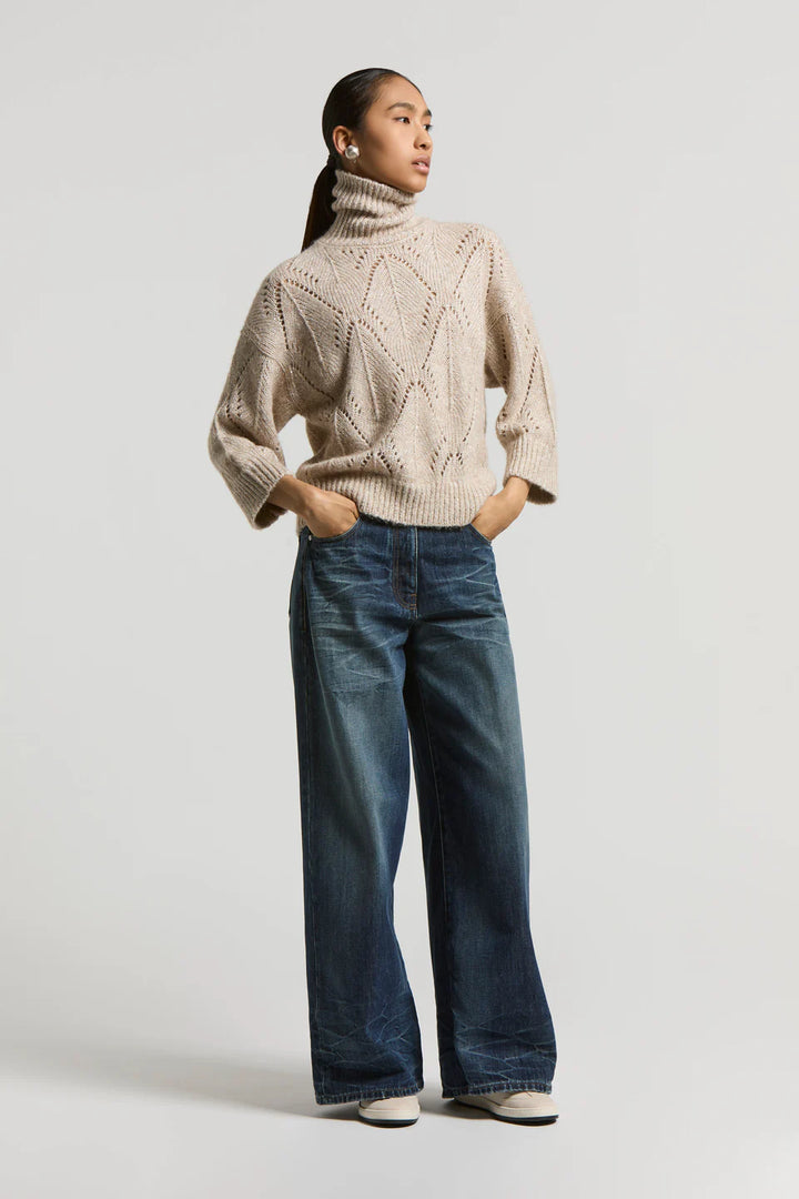 Alpaca-blend turtleneck sweater - Opal White