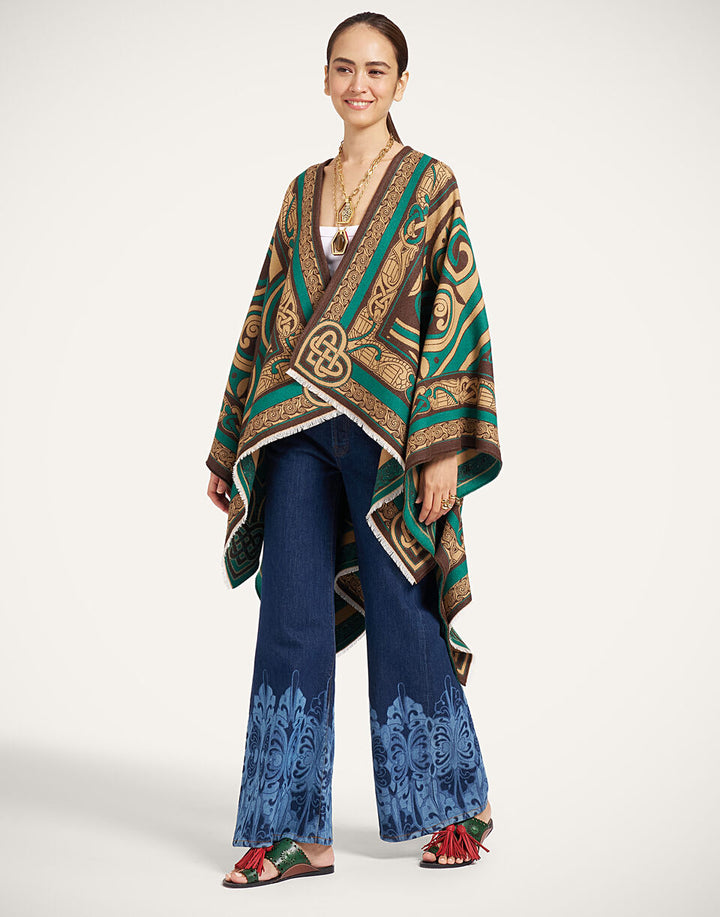 Kells Placée Wool-Silk Poncho