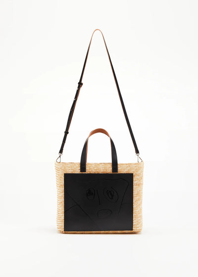 HANDMADE "PILI AND BIANCA" MEDIUM FLORENTINE STRAW BAG - Beige