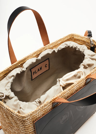 HANDMADE "PILI AND BIANCA" MEDIUM FLORENTINE STRAW BAG - Beige