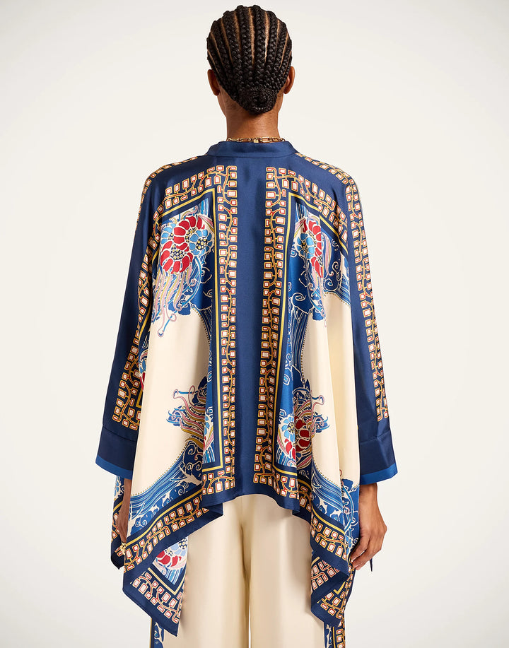 FOULARD SHIRT - Lemuria Placée Blue in Silk Twill
