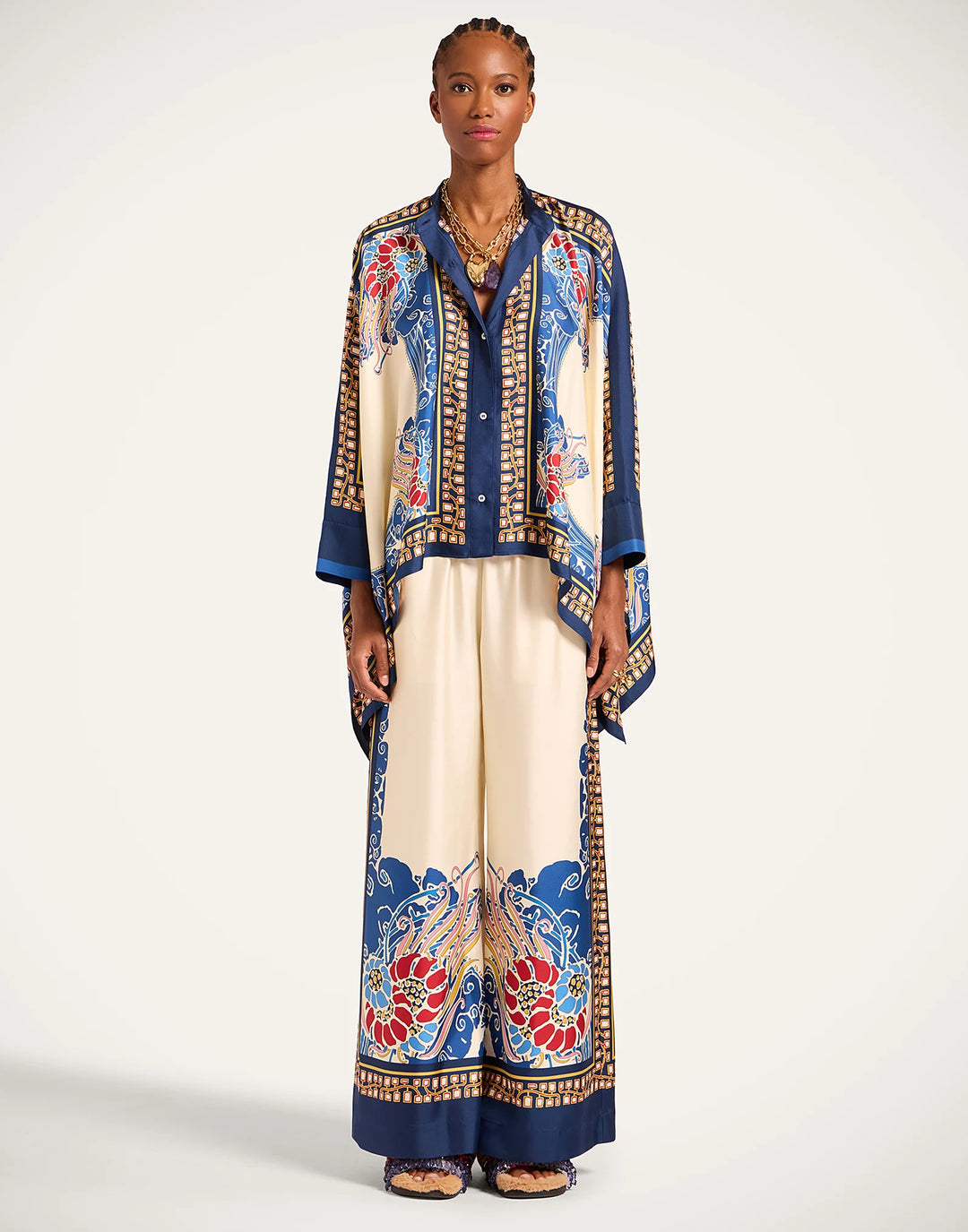 FOULARD SHIRT - Lemuria Placée Blue in Silk Twill