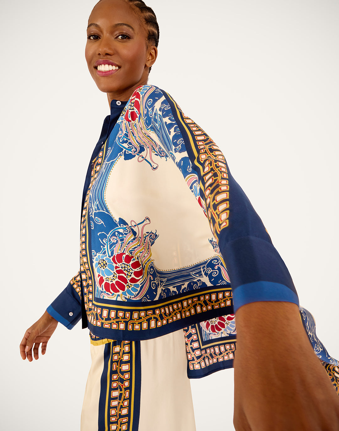 FOULARD SHIRT - Lemuria Placée Blue in Silk Twill