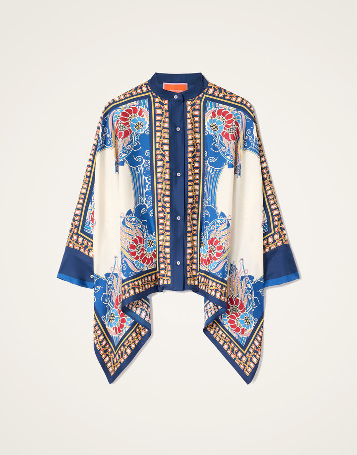 FOULARD SHIRT - Lemuria Placée Blue in Silk Twill