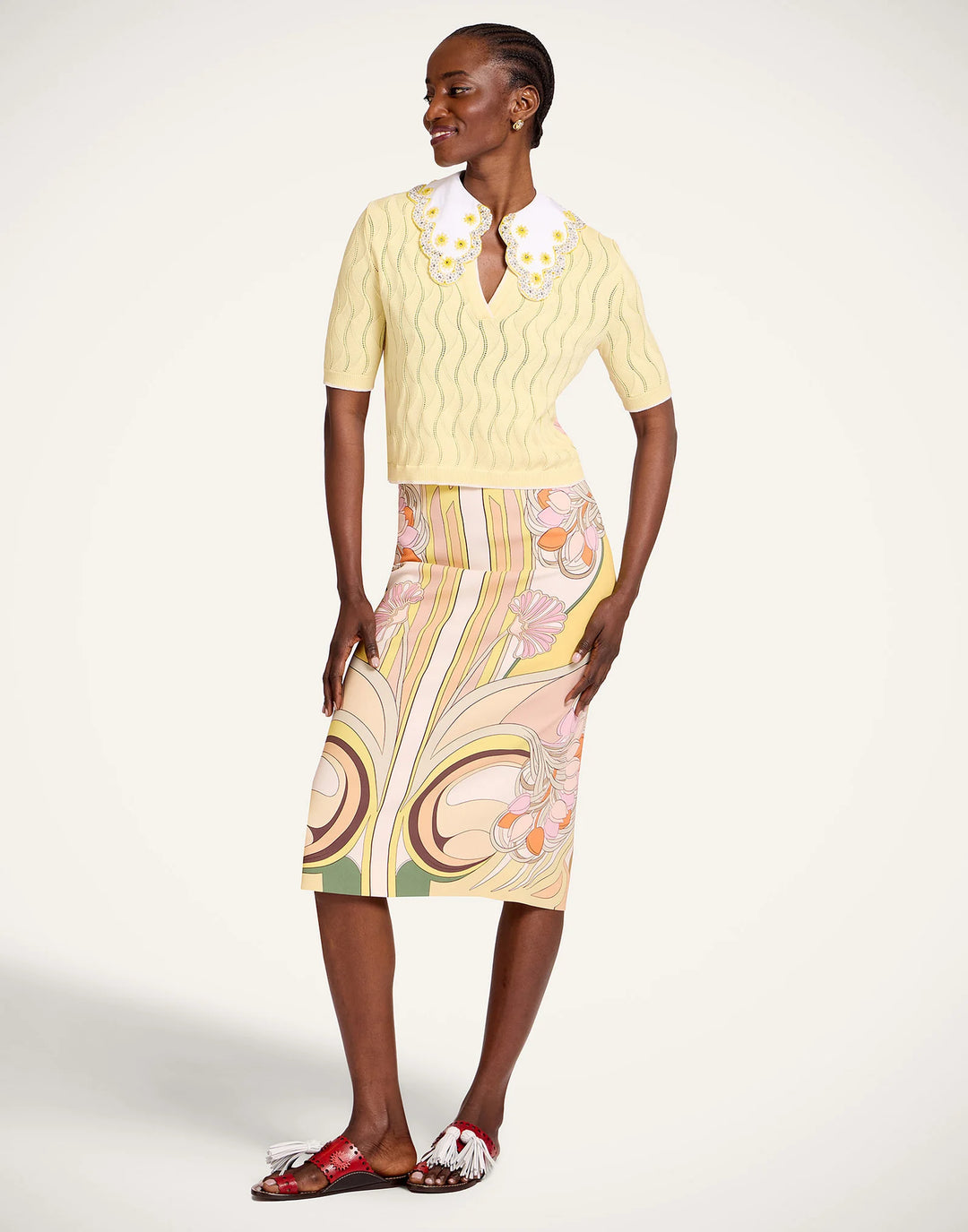 Pencil Skirt Placee - Green Multi