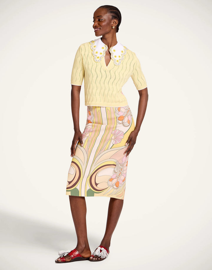 Pencil Skirt Placee - Green Multi