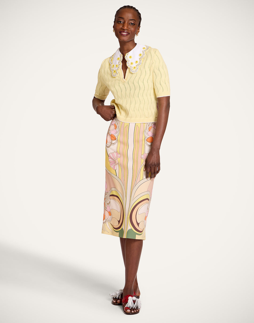 Pencil Skirt Placee - Green Multi