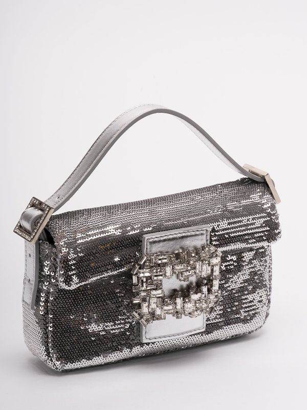 Mini Habibi Small Sequin Bag - Silver