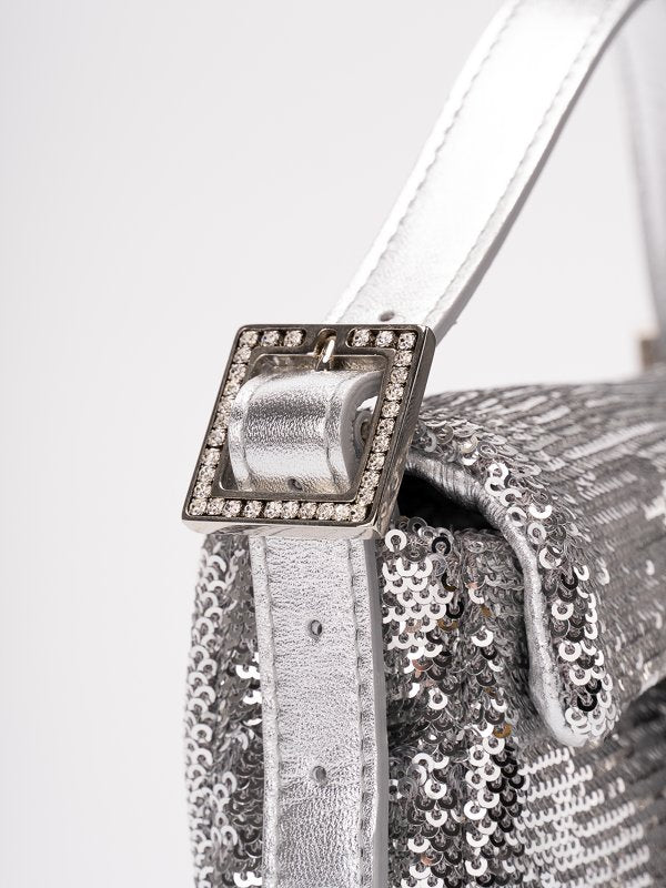 Mini Habibi Small Sequin Bag - Silver