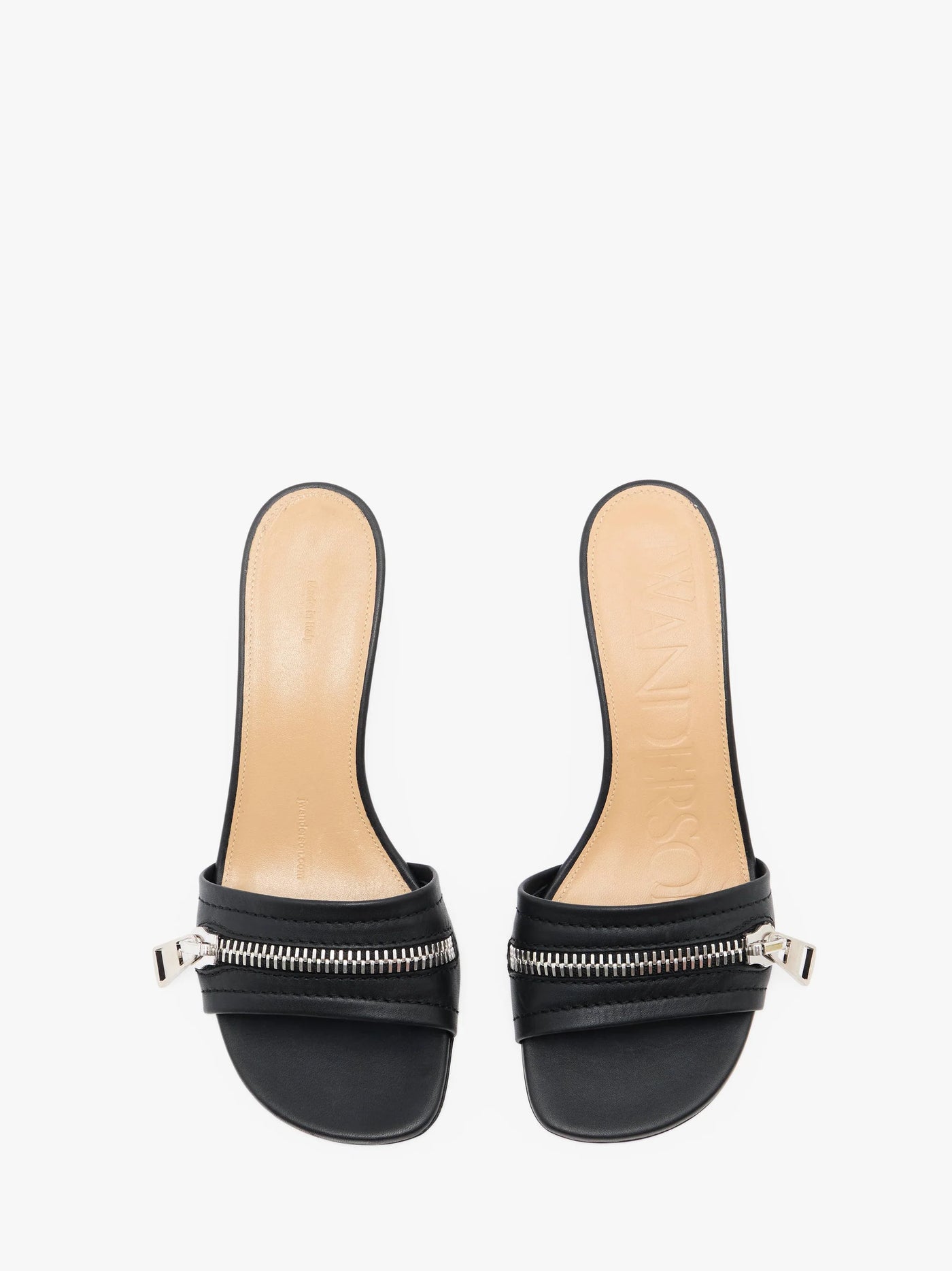 LEATHER BIKER HEEL SANDAL - Black