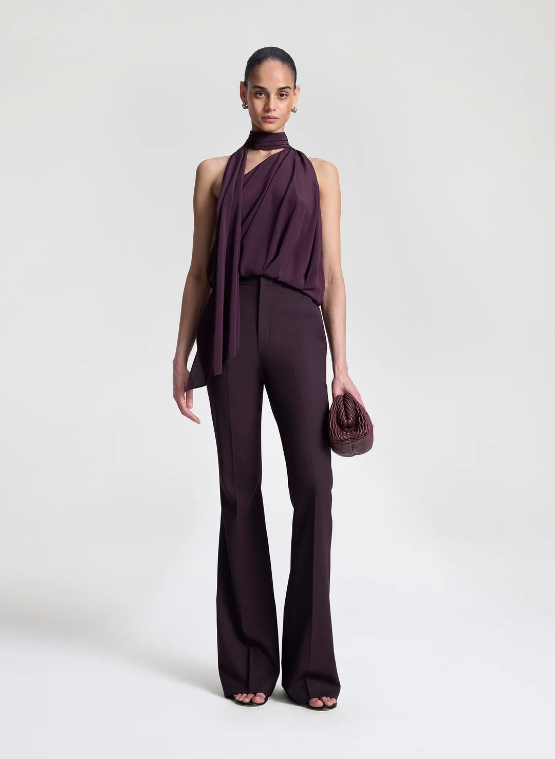 Sophie Stretch Tailored Pant - Deep Plum