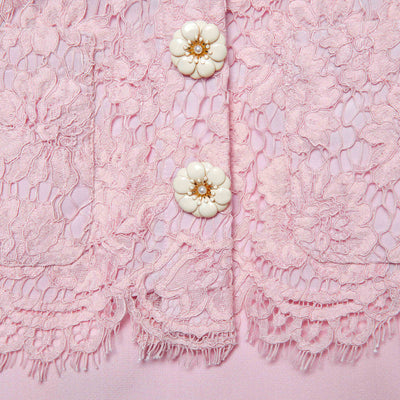 Tailored Lace Midi Dress - Pink