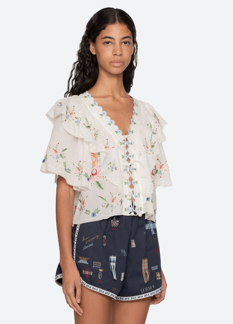 Serafina Embroidery Top - Cream