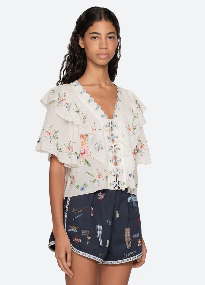 Serafina Embroidery Top - Cream