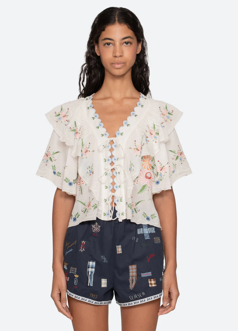Serafina Embroidery Top - Cream