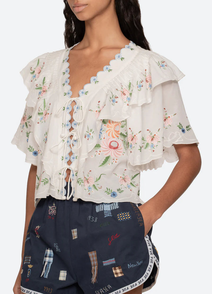 Serafina Embroidery Top - Cream