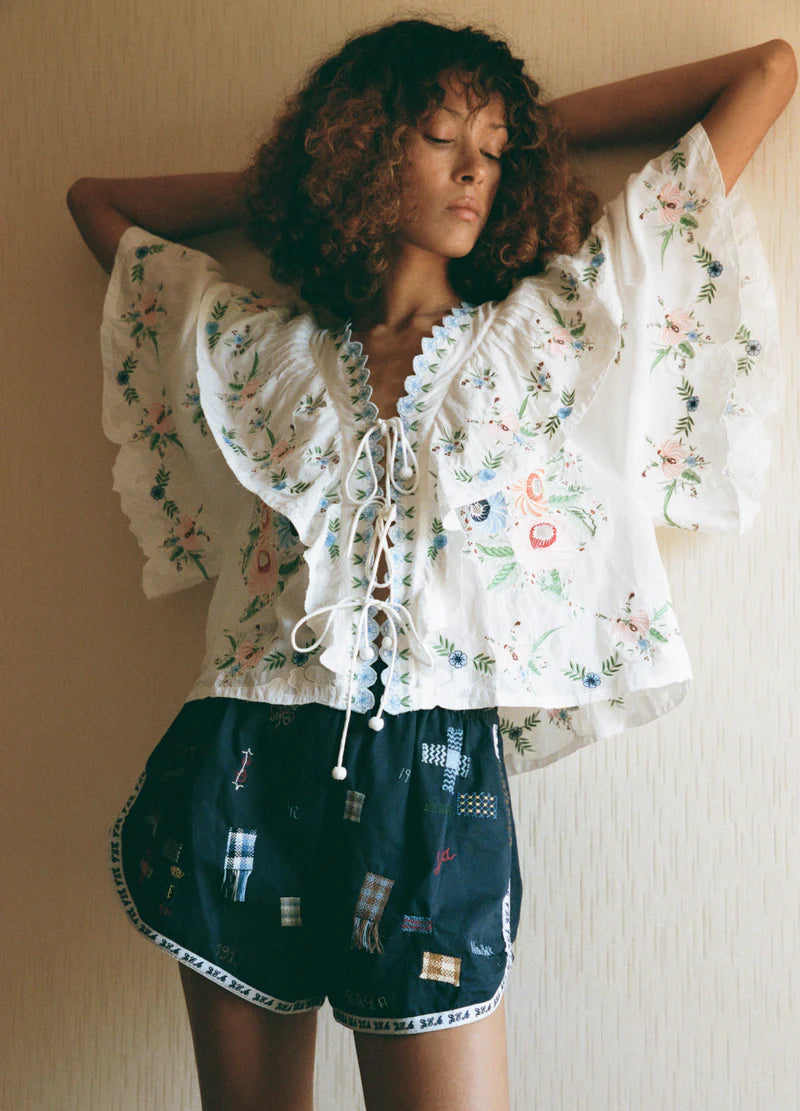 Serafina Embroidery Top - Cream
