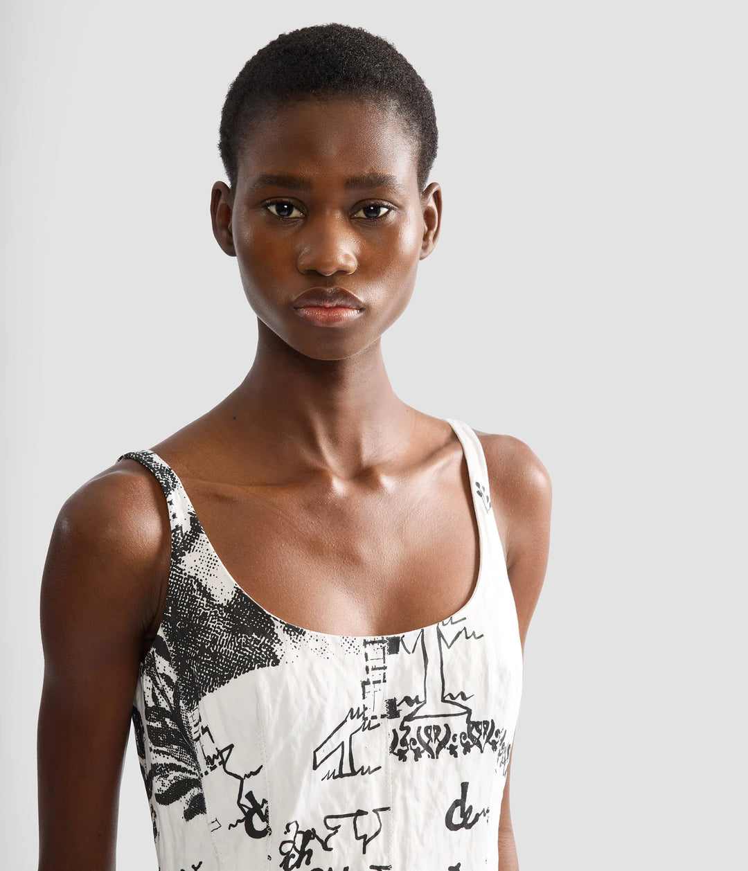 Metallised Cotton Draped Mini - White Multi