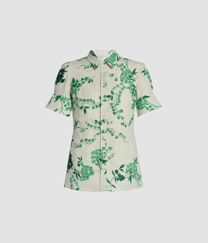 Floral Linen Shirt - Green Multi
