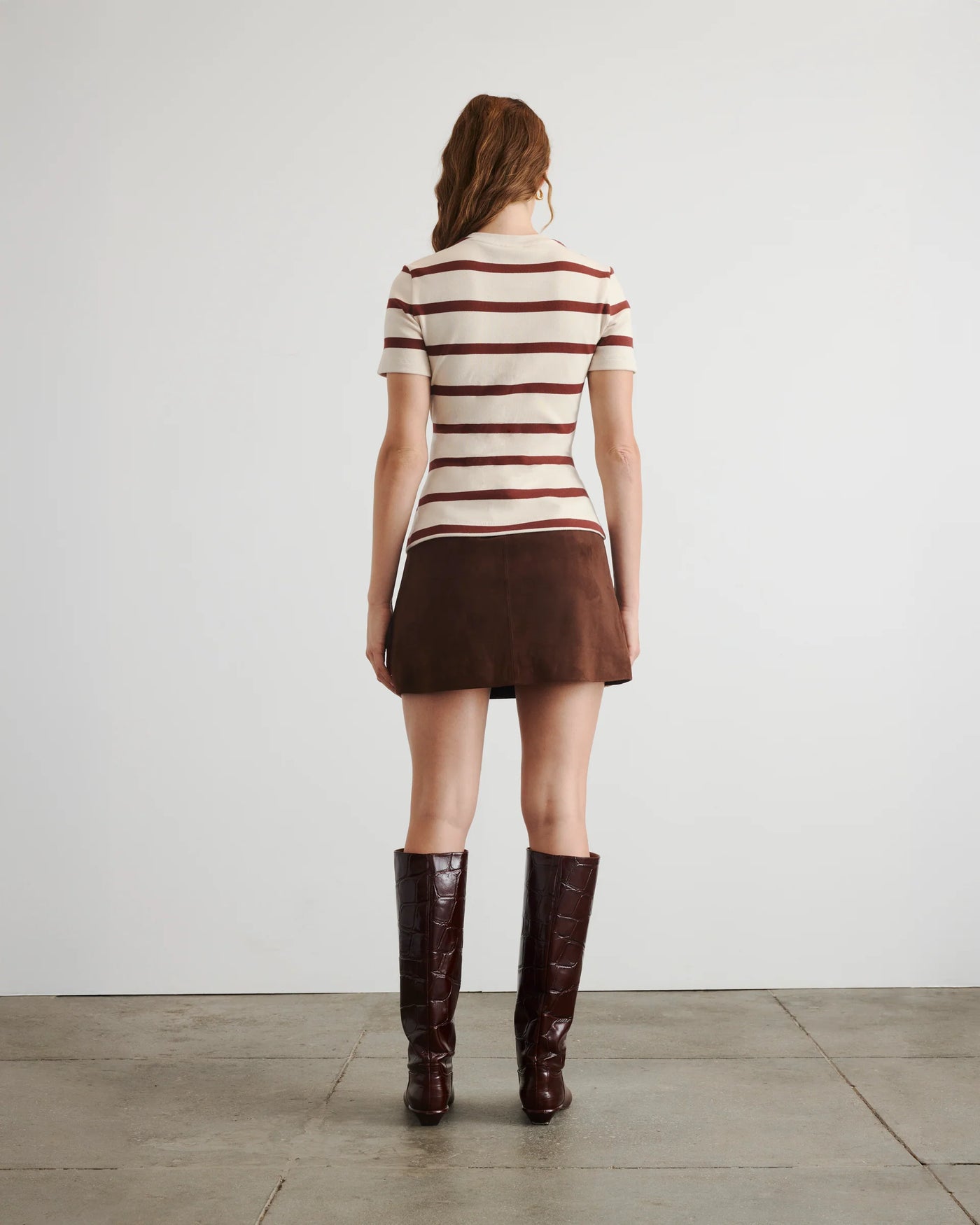 Short Sleeve Carlita Top - CREAM/RAISIN WIDE STRIPE