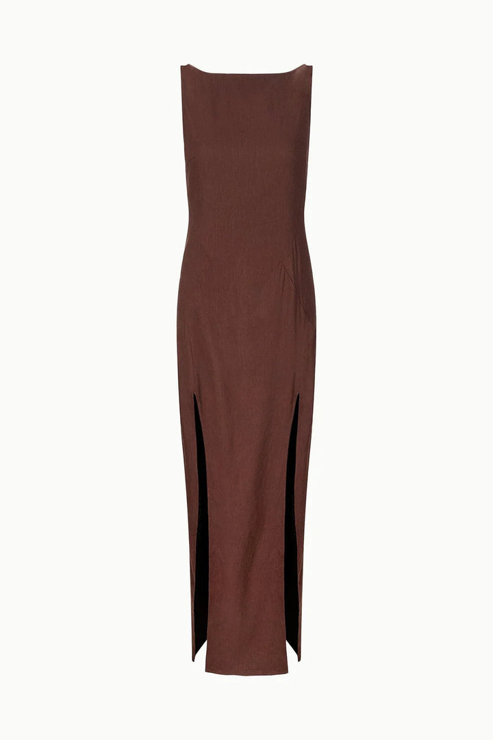 Costa Linen Dress - Dark Brown