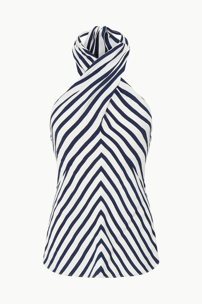DAWN TOP - WHITE NAVY STRIPE