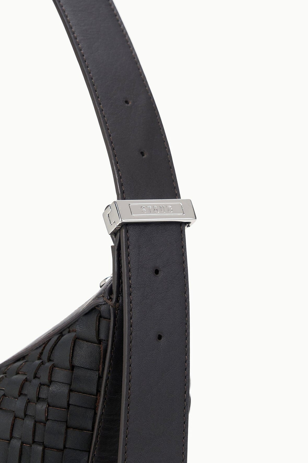 LARGE DEMY SHOULDER BAG ESPRESSO WOVEN LEATHER