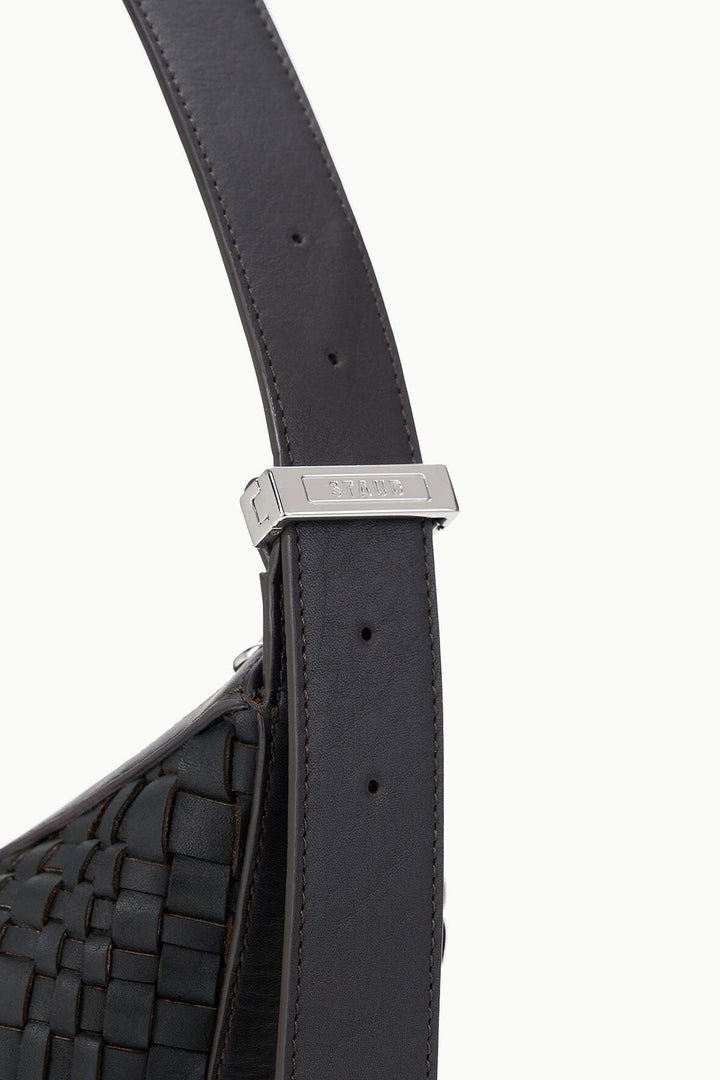 LARGE DEMY SHOULDER BAG ESPRESSO WOVEN LEATHER