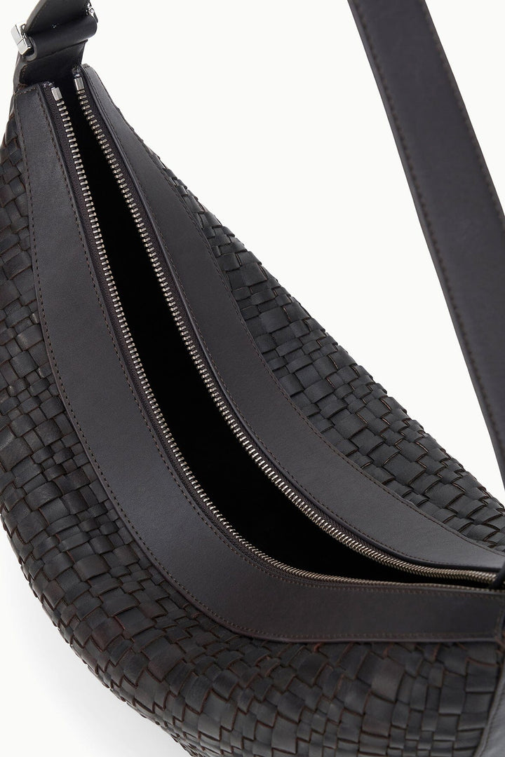 LARGE DEMY SHOULDER BAG ESPRESSO WOVEN LEATHER