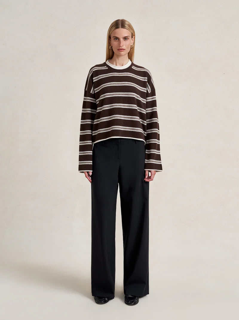 Striped Dominick Sweater - Brown/Taupe